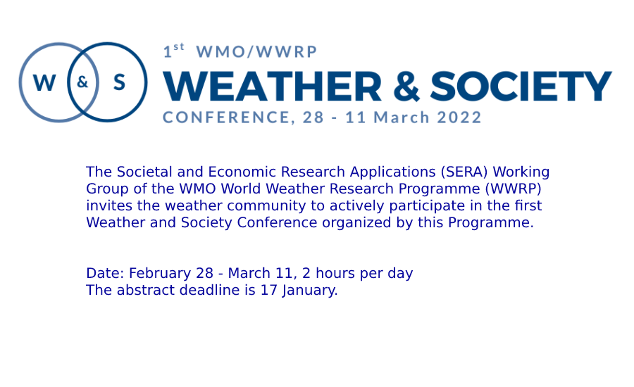 【Call for abstracts】The first Weather and Society Conference